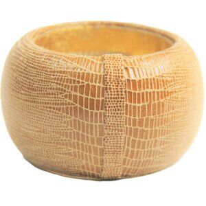 WIDE VINTAGE 8" TED ROSSI EMBOSSED LEATHER SKIN BANGLE BRACELET